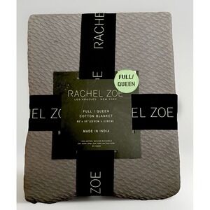 Rachel Zoe 90x90 100% Cotton Blanket-Waffled‎ Pattern Gray - New